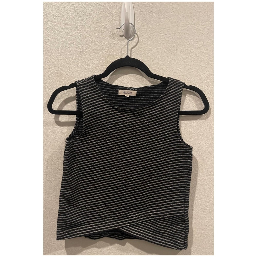 MADEWELL Striped Crossover Grey Black Tank Top - Picture 3 of 5
